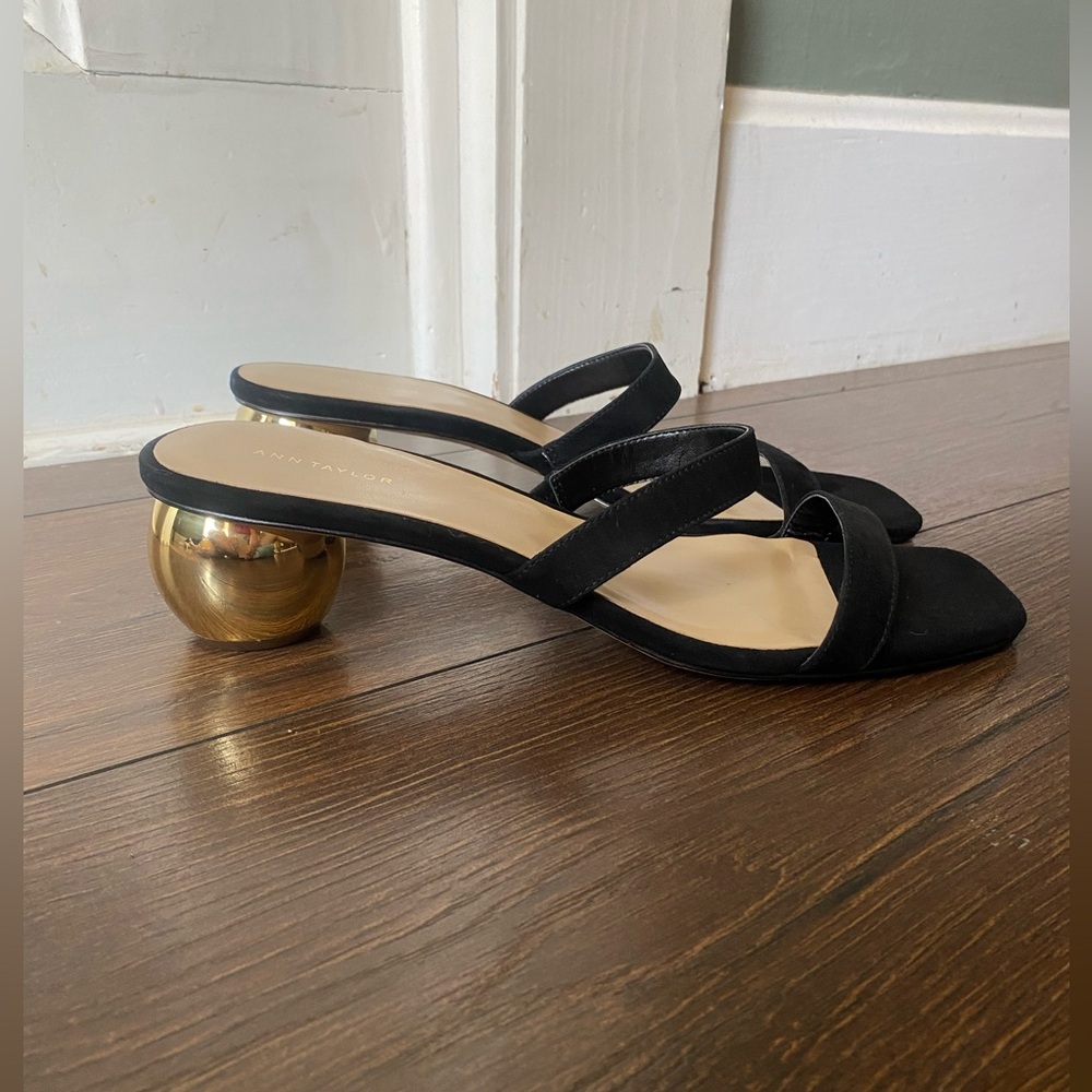 Ann Taylor Womens black ball heel sandals womens size 9